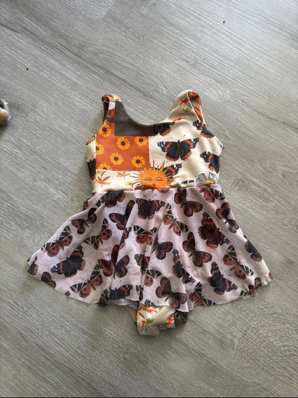 Butterfly & Sunflower Skirted Baby Bodysuit